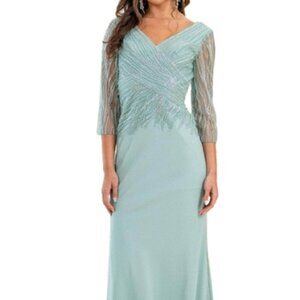 NWT Dancing Queen 4475  Beaded Mother of the Bride Dress Sage 4XL